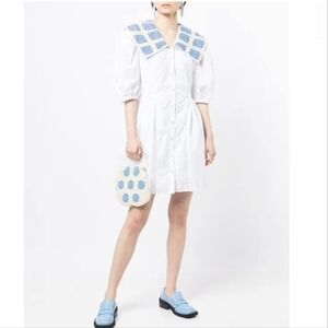 Shrimps Cortland Crochet-Collar Shirt Dress Size 16